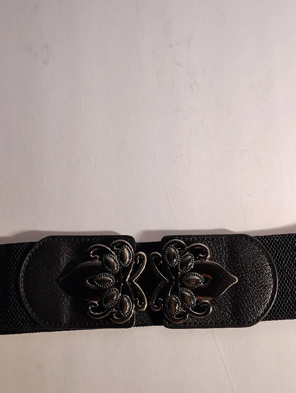 Elastic Women's Size M/L Black Floral Medallion Streachy Waist Belt WM